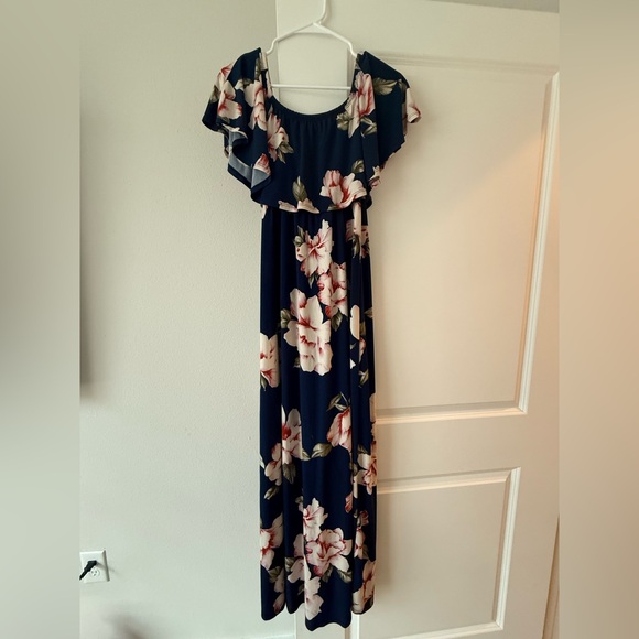 Hello MIZ Dresses & Skirts - Hello MIZ Navy Floral Off-Shoulder Maxi Dress